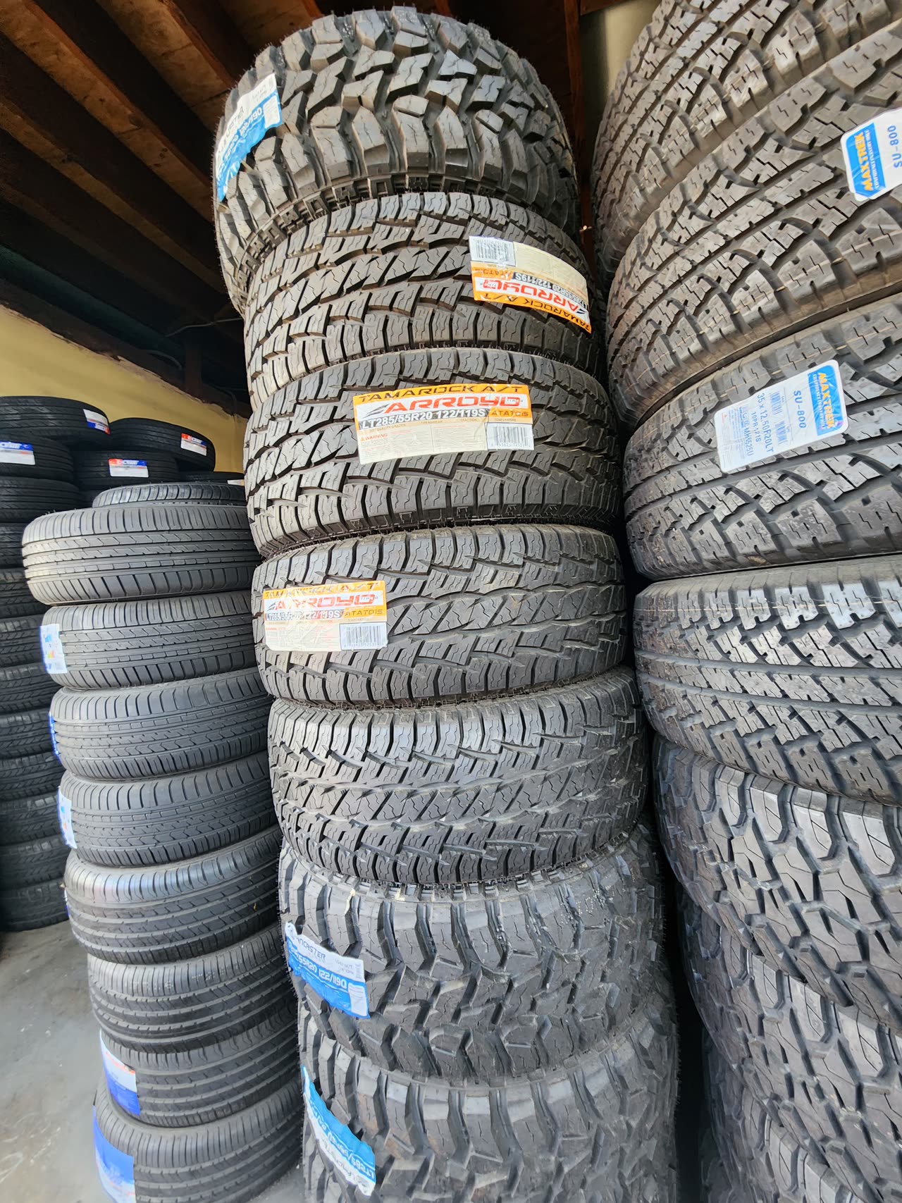 Tire work on the shop floor at West End Tire